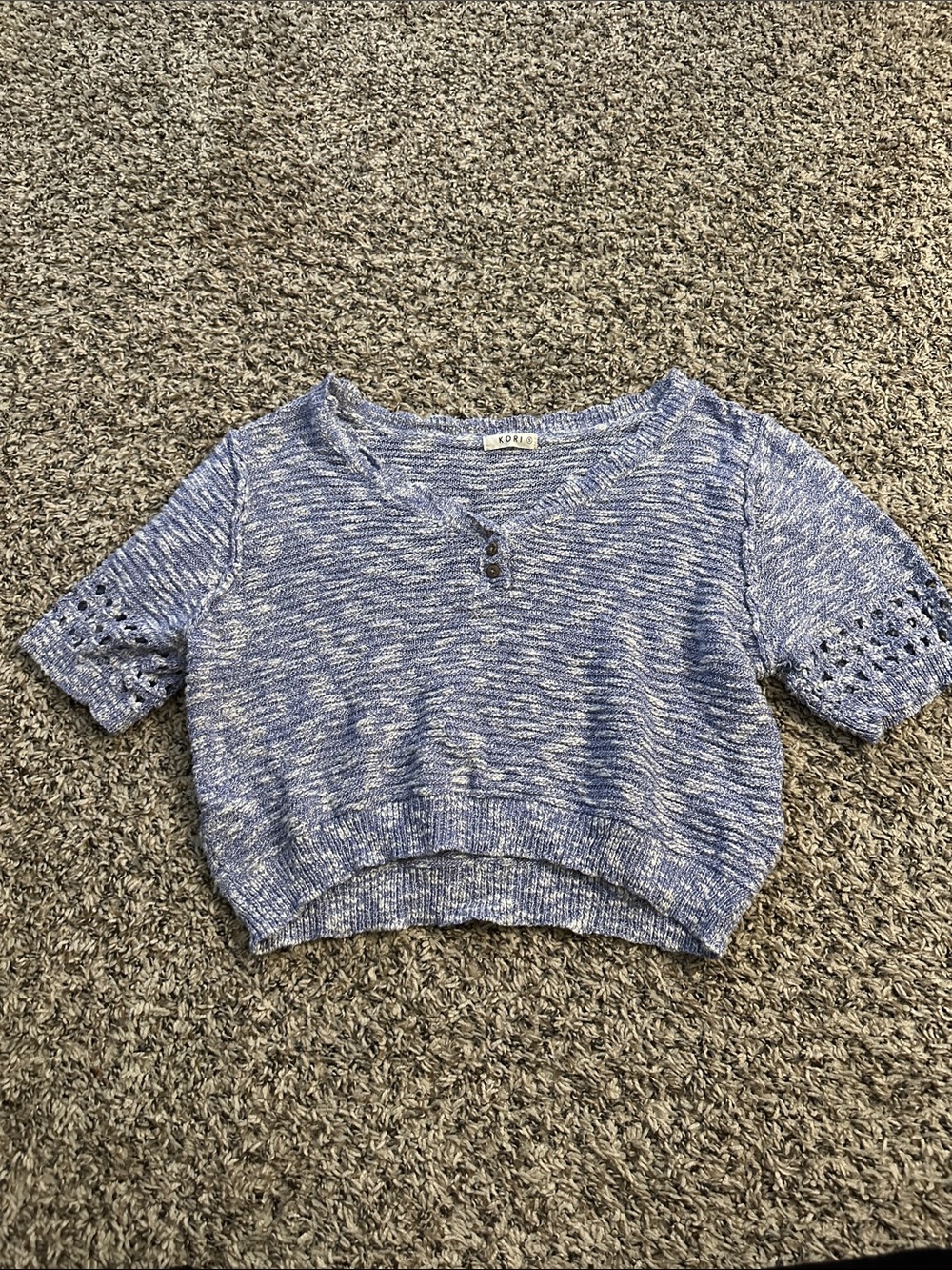 Kori Heathered Light Blue Knit Cropped Top (MRO)